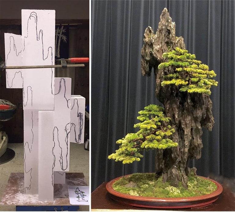 Bonsai on a Man Made Rock from Scratch | Bonsai Bark