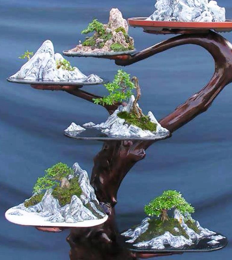 Floating Mountains with Trees | Bonsai Bark